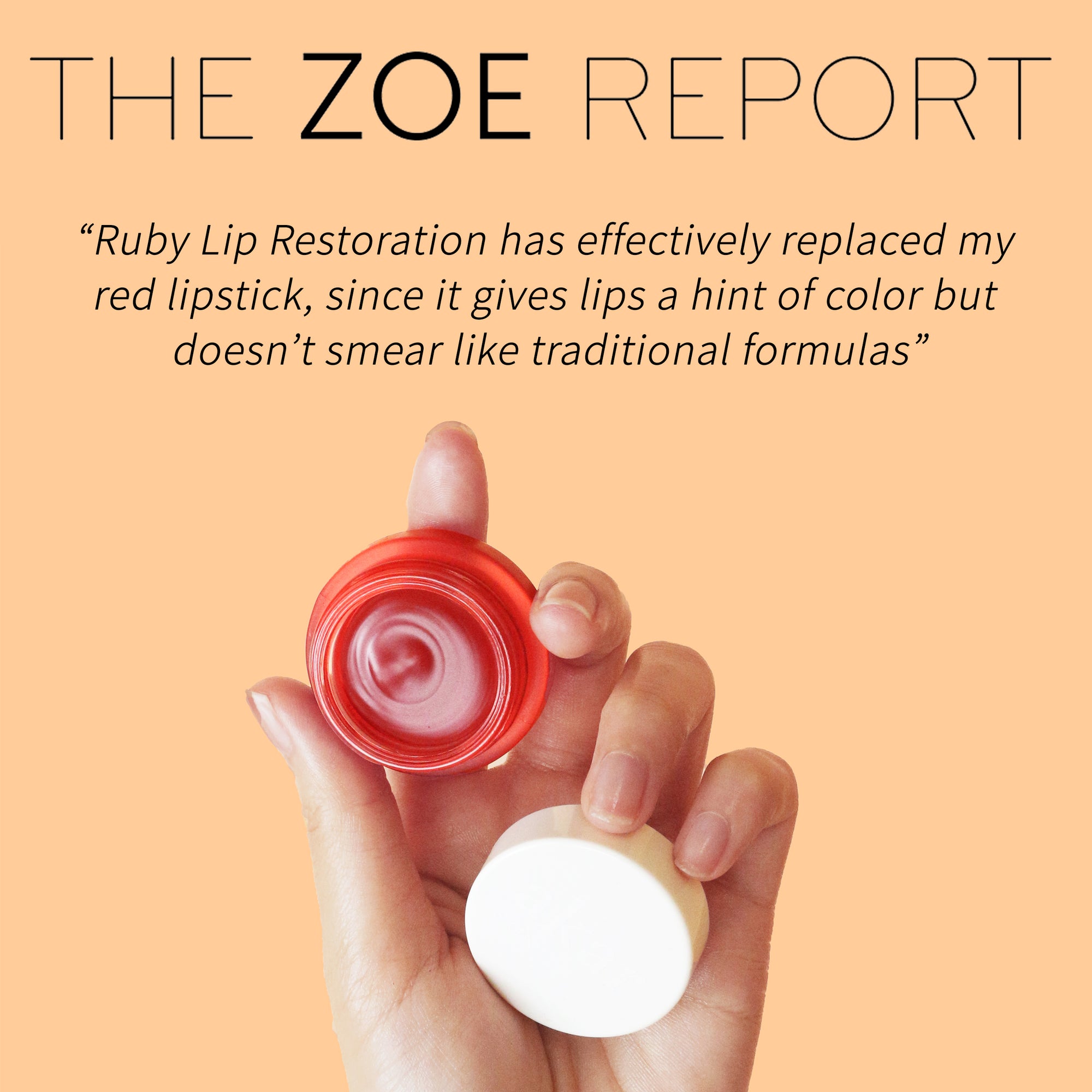 the zoe report, ruby, lip restoration, lip balm, butter, tint, lipstick, hand